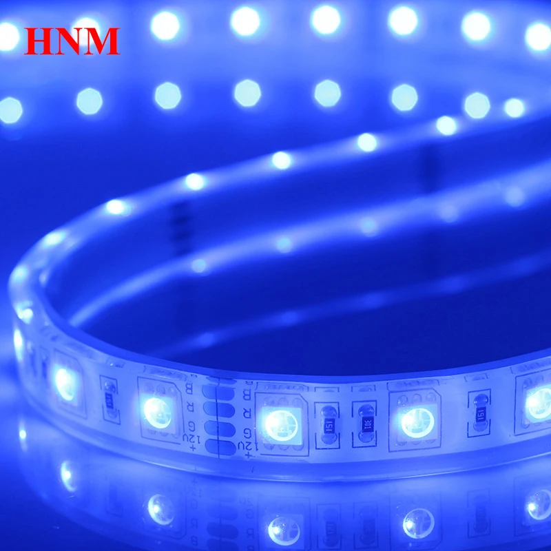 Blue LED Strip 5050 SMD 60LEDs/m 5M/Roll DC12V Flexible Tape White PCB Waterproof Silicon Tube