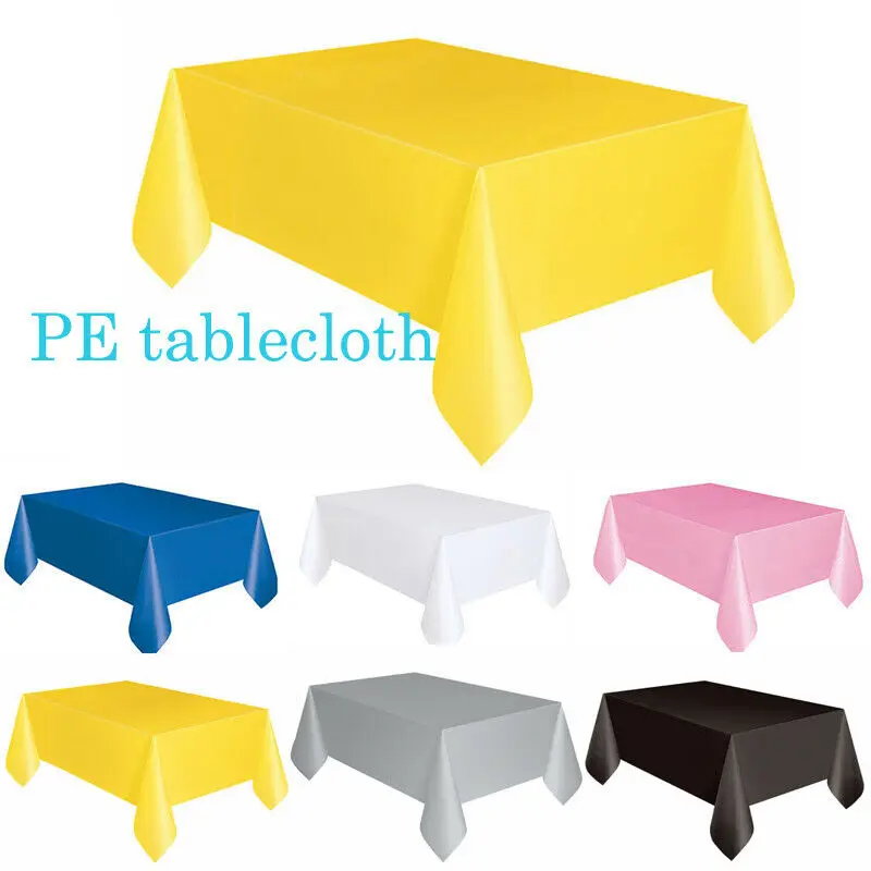 

1PC 137*183cm Plastic Disposable Tablecloth Banquet Tablecloth Wipe Clean Solid Color Wedding Party Tablecloth Table Cover
