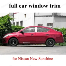 with center pillar Exterior Car Accessories Stainless Steel decoration strip For N-issan New Sunshine full Window Trim