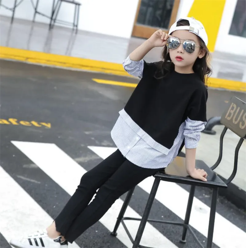 Teenage Kids Shirts For Girls Tops Cotton Striped Girls Blouses Spring Autumn Students School Uniforms 4 5 7 9 11 12 13 14 Years
