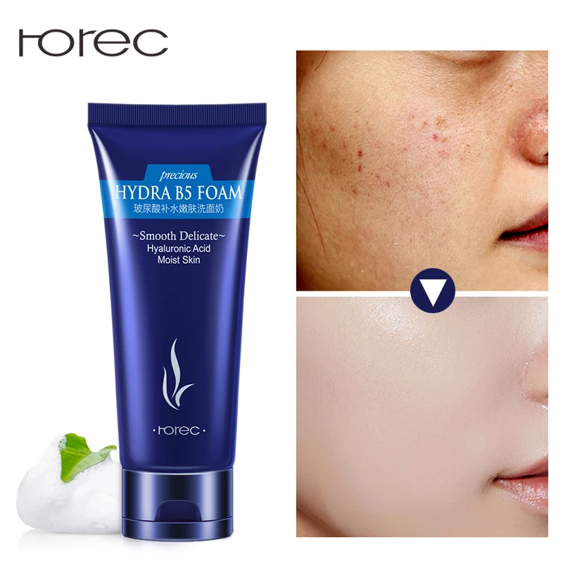 

ROREC Hyaluronic Acid Bright Cleansing Foam Pore Cleanser Acne Treatment Facial Scrub Anti-Acne Blackhead & Pimple remover 100g