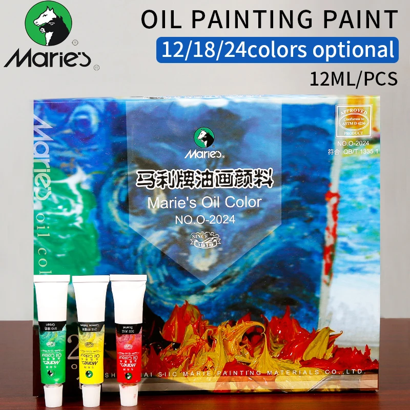 

Marie's Professional 12/18/24Colors Paste Oil Paints Set 12ML High Quality Oil Pigment For Artist School Student Art Supplies