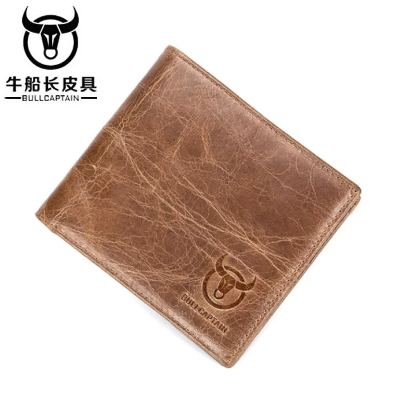 

BULLCAPTAIN 100% Genuine Leather Men Wallets Man Small Short portomonee with Coin Zipper Mini Male Purses Card Holder Wallet