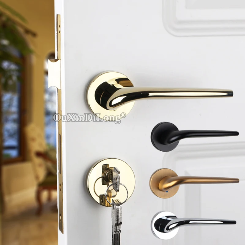 Stunning Designed European Mute Mortise Door Lock Set Interior Living Room Bedroom Bathroom Silent Split Door Lock Kit 4 Colors