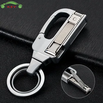 

Car Styling Men Keychain with Nail Clippers for Business Gift Auto Key Rings for Mini Cooper Abarth Dacia Jeep Subaru Key Holder