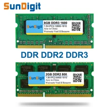 SunDigit Laptop Memory Ram DDR1 DDR2 DDR3 1600 Mhz 1333 800 400 8GB 4GB 2GB 1GB 512MB for Notebook Sodimm Memoria DDR 1 2 3 SunDigit Laptop Memory Ram DDR1 DDR2 DDR3 1600 Mhz 1333 800 400 8GB 4GB 2GB 1GB 512MB for Notebook Sodimm Memoria DDR 1 2 3