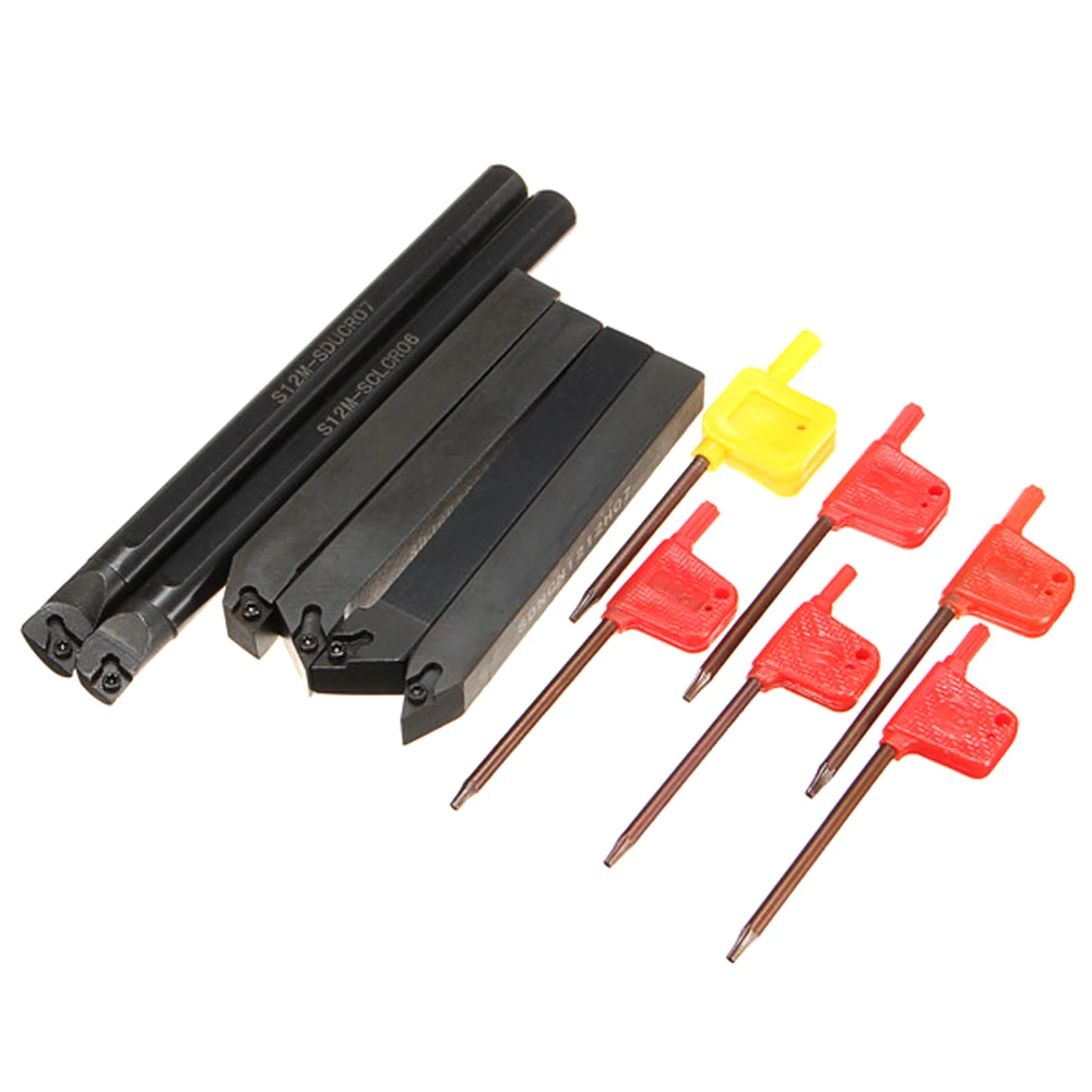 

6Pcs Kit of Lathe Holder S12K-SDUCR07 + SDJCR1212H07 + SDJCL1212H07 + SDNCN1212H07 + SCLCR1212H06 + S12K-SCLCR06 + Wrench