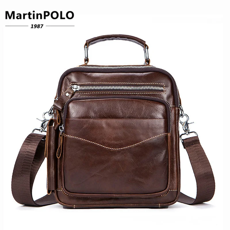 

2019 Crossbody Bags for Men Genuine Leather Shoulder Bags Male Zipper Messenger Bags Men Leather Top-handle Handbags Man 389