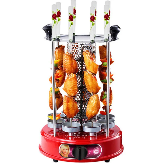 

Stainless Steel Electric Grill/Smokeless Auto Rotation Baking Stove With 8 Ceramic Skewers/Vertical Bbq Grill Roasting Bakeware