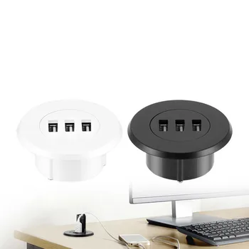 

5cm Grommet Hole In-Desk Mounting 3 Ports USB 2.0 Hub For Laptop PC Computer