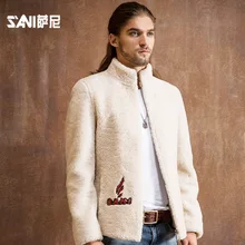 Осень и зима новые Для мужчин кожаные кожаная куртка Для мужчин стрижки овец пальто для мальчиков воротник-стойка короткая заметка Меховая куртка