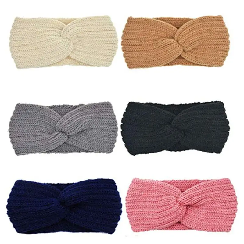 

1PC 2019 New Crochet Knitting Woolen Headbands Winter Women Bohemia Weaving Cross Headbands Popular Hairbands Vintage Head Wrap