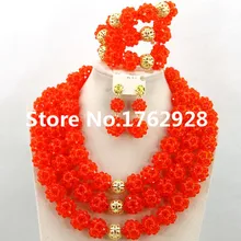 Оранжевые хрустальные бусины комплект ювелирных изделий нигерийские Свадебные африканские бусины комплект украшений в африканском стиле