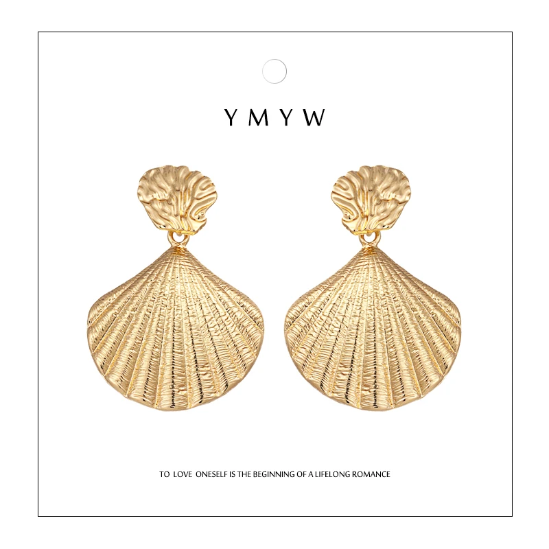 

YMYW Zinc Alloy Fashion Shell Drop Earrings Retro Geometric Gold/Silver Lovely Brincos Party Gift Boucle D'oreille Femmes 2018