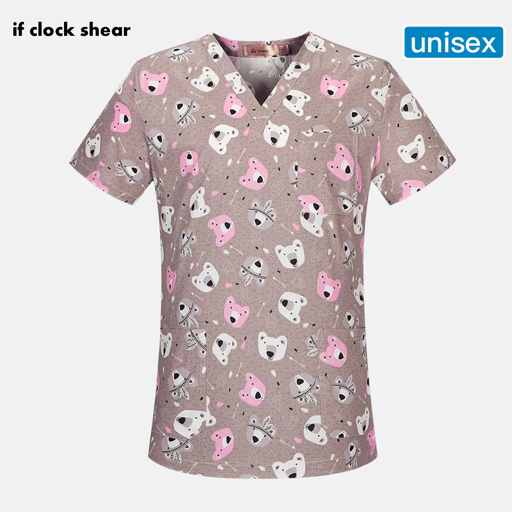 

Unisex Medical scrubs nurse uniform Dentistry pharmacy work clothes cartoon printing pet doctor workwear Beauty salon uniforms