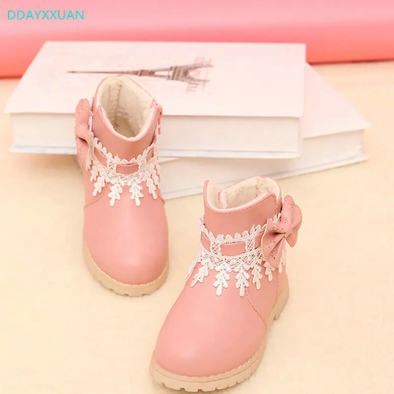 

Girls Martin Boots Winter Shoes 2018 Brand Lace Children Sneakers Infantis Flat Waterproof Slip-Resistant Fashion Kids Snow Boot