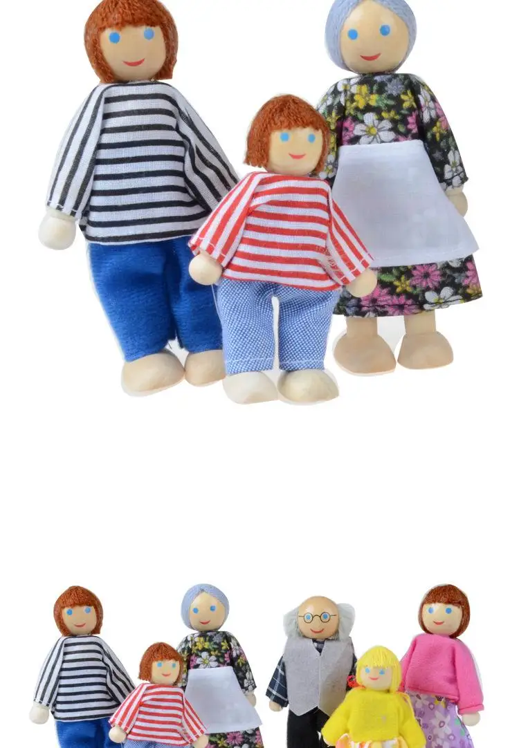 6 шт., детские деревянные подвижные куклы для всей семьи/Детские деревянные куклы, Интерактивная модель, куклы для подарка на день рождения, игрушки