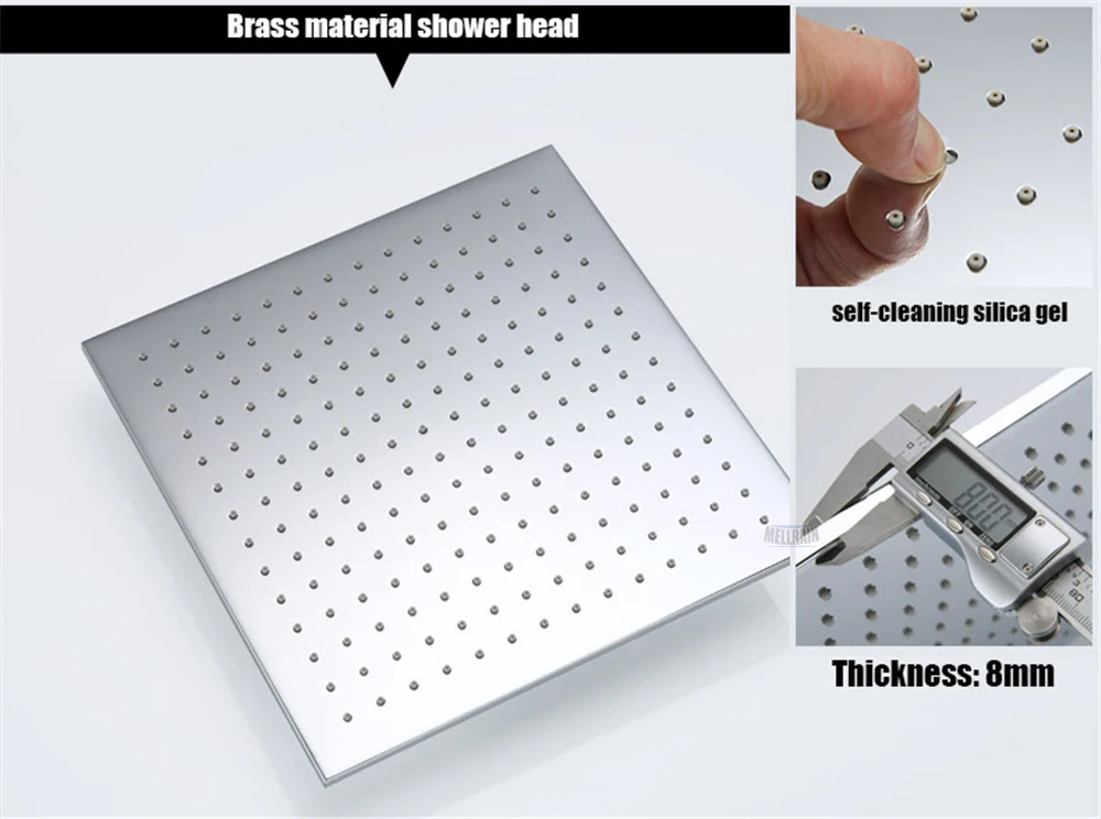 Качественная квадратная насадка для душа, латунная полировка, хромированная насадка для душа, Настенная и потолочная насадка, размер 8, 10, 12 дюймов на выбор