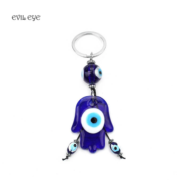 

Evil Eye new fashion Keychains1pcs Classic Blue Hasma Pendent With Evil Eye Keychains Tassel Charm Keyring Decoration Jewelry