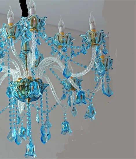 Французская светодиодная стеклянная люстра из прозрачного стекла led Candelabro синие