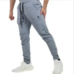 Новый бренд узкие брюки Для мужчин Jogger хлопок тренажерные залы Повседневное Бодибилдинг Штаны дышащий эластичный пояс фитнес тренировки