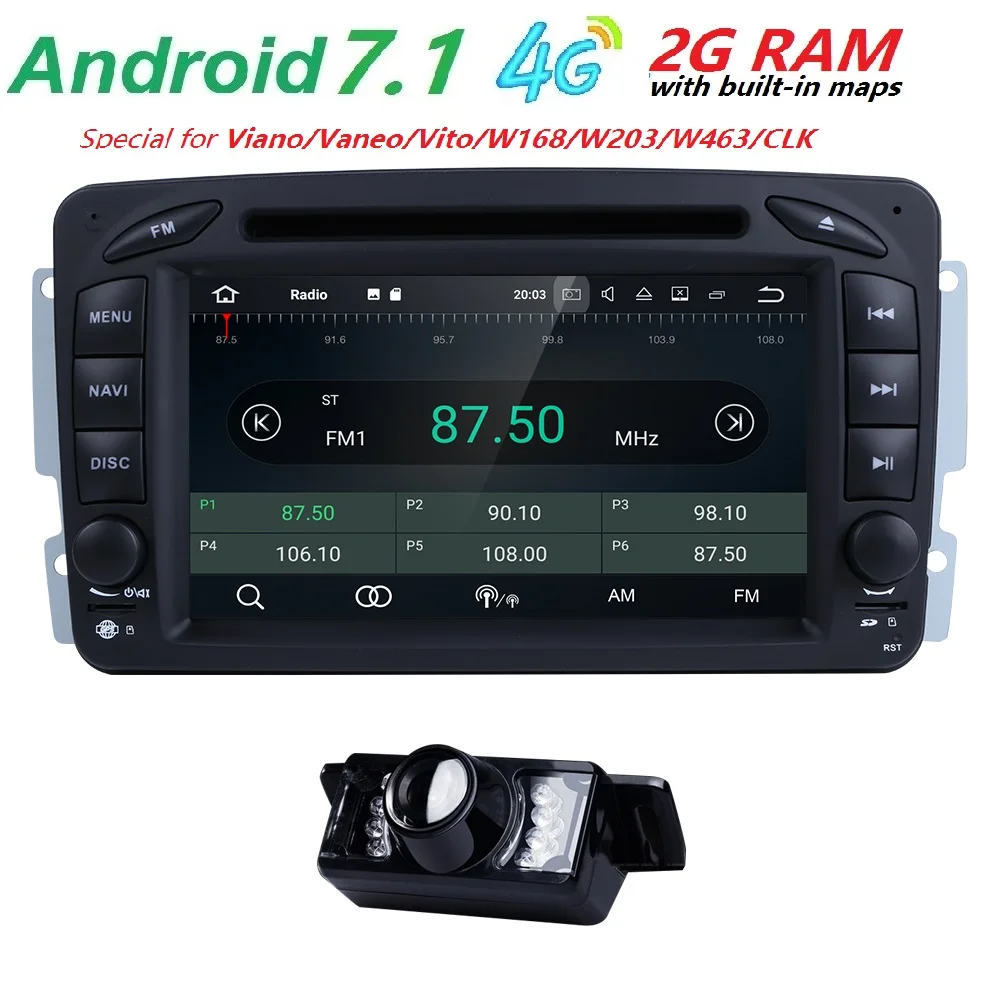 2 Din Android 7 1 автомобильный DVD плеер аудио для Mercedes Benz Vito w639 CLK C 209 W203 W168 мл W163 W463 виано