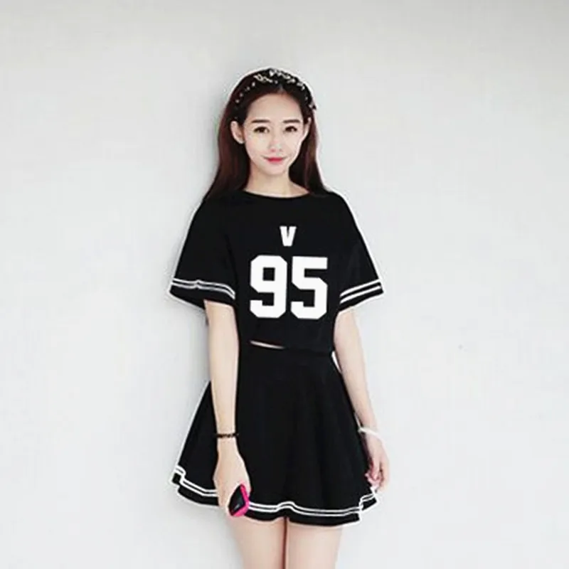 

exo KPOP Bulletproof Dress child Periphery piece Women 2019 New Sale Cotton white and Black Dress Sweet letters printing casual