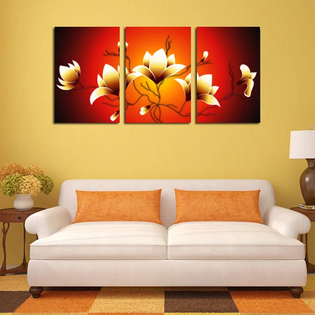 Modern Decorative Picture Paint For Walls 3 Pieces Clic Magnolia Modern Decorative Picture Paint For Walls 3 Pieces Clic Magnolia Flower Oil Painting Prints Living