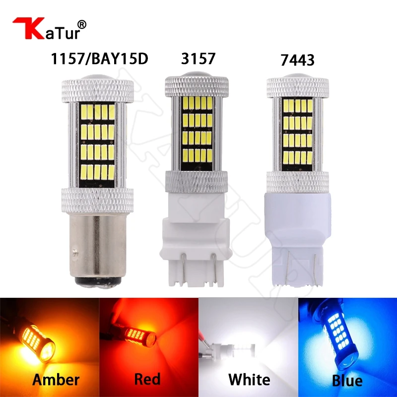 2pcs 1157/BAY15D 3157 7443 Led Bulbs Brake Lights For Cars Auto