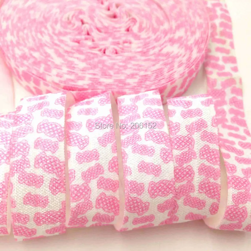

Pink Candy Print Fold Over Elastic 5/8" Heat Transfer Print Foldover Elastic for DIY Headwear Girls Hair Accessories 10yard/lot