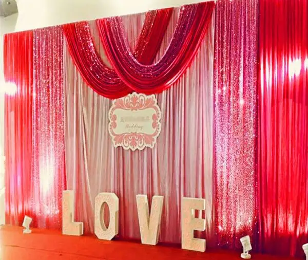 New Pleated Wedding Backdrop Curtain Sequin Swag Stage Background Decor 