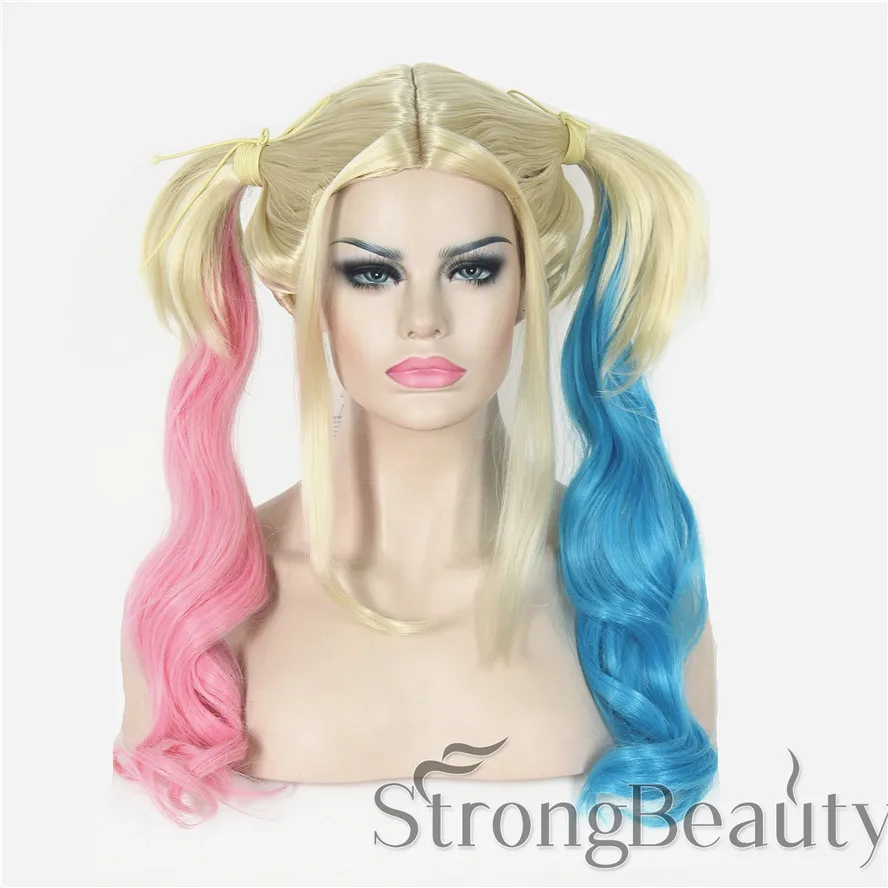 

Halloween Batman DC Comics Suicide Squad Harley Quinn Cosplay Wig Ponytail New Free shipping