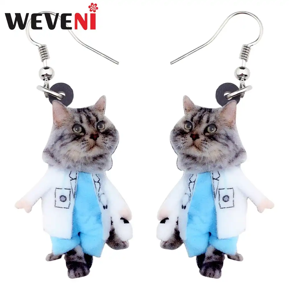 Weveni acrílico moda andando ternos gatinho gato brincos grande longo balançar gota animal jóias para meninas senhoras acessórios