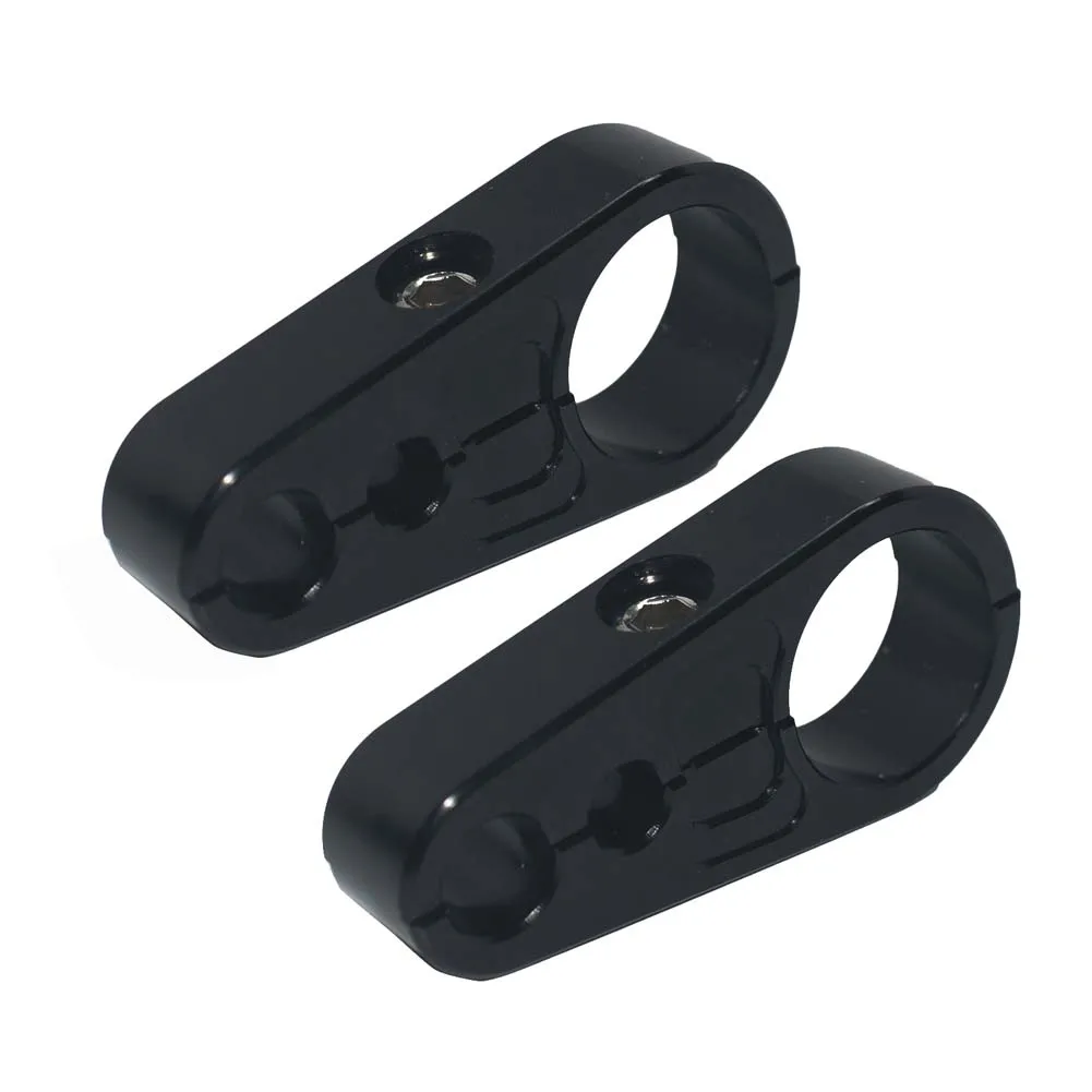 CNC Black Chrome Motorcycle Brake Cable Clamps 1" 25MM Universal Frame