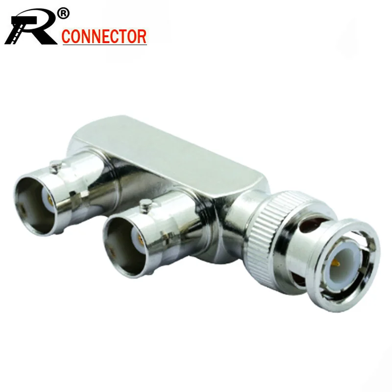10pcs/lot F Shape 3 BNC Connector Splitter 1 BNC Male Plug to 2 BNC