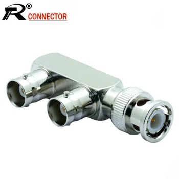

10pcs/lot F Shape 3 BNC Connector Splitter 1 BNC Male Plug to 2 BNC Female Jack Socket Adapter Coaxial Connector for CCTV Camera