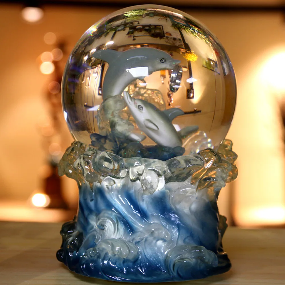 

Glowing dolphin bay lovers crystal ball music box music box valentine's day wedding confession courtship birthday LM01101654