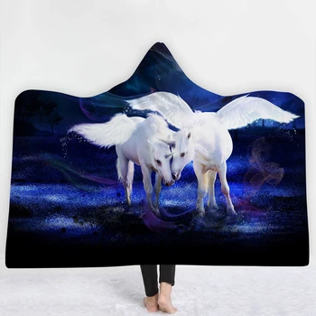 

Lovely Unicorn Blanket with hat keep Warm soft sofa comfortable Blanket deep blue Modern style New design pattern Blanket