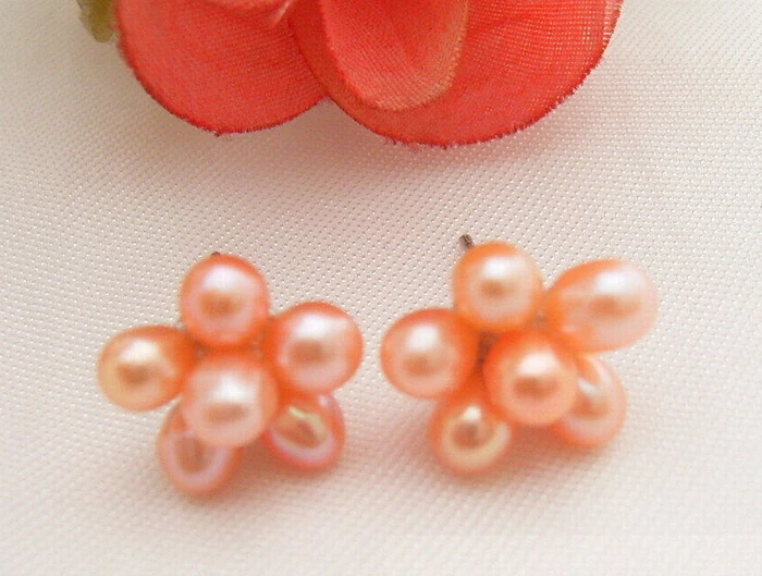 

hot sell new - free shipping 00443 Pink Pearl Earring-Gold Plated Stud