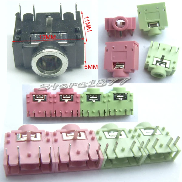 10pcs DIP PCB Mount 5 Pins Female 3.5mm Stereo Audio Jack Socket Black s649-2