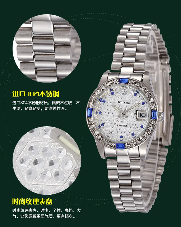 HK Crow Реджинальд маленькие Позолоченные модные водонепроницаемые часы из нержавеющей стали с календарем для мужчин и женщин, роскошные подарочные часы