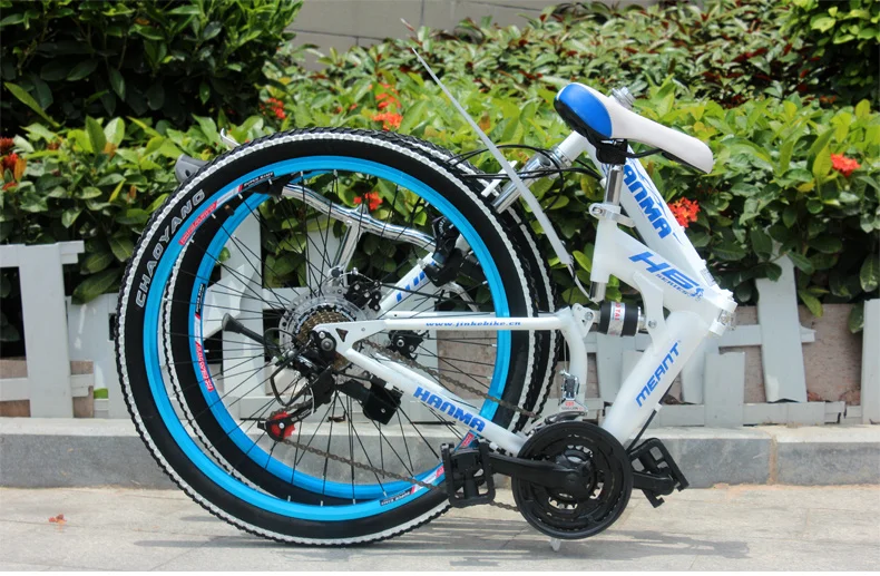 24/26 inch folding mountain bike 21 speed front and rear suspension machinery disc brake commuter commuter male and female stude