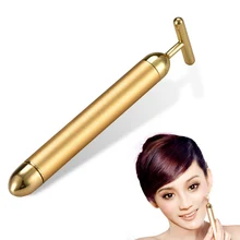 Slimming Face 24k Gold Vibration Facial Beauty Roller Massager Stick Lift Skin Tightening Wrinkle Stick Bar Face Skin Care ME88