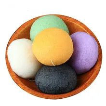 3 шт./лот раунд facial Puff Уход за кожей лица очищает губка для мытья Exfoliator Очищающий Губка Многоцветный