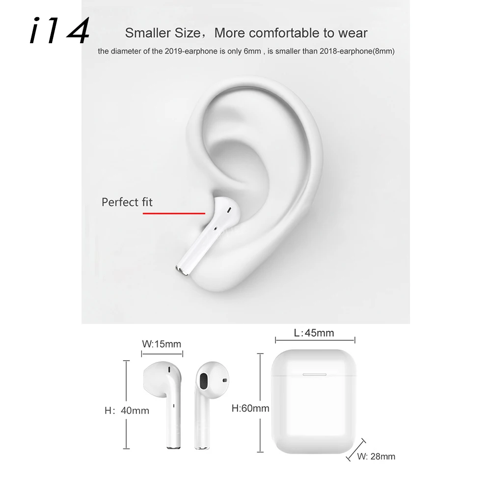 

Stock Original I14 Tws Pk Xiaomi Airdots Pro TWS Headset Bluetooth Earphone Stereo Wireless Earbuds Pk I10 Tws I12 I11