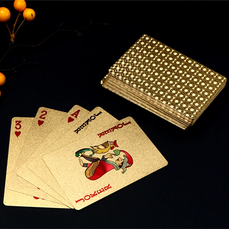 

24K Gold Playing Cards Poker Game Deck Gold Foil Poker Set Plastic Magic Card Waterproof Cards Magic Gift Card