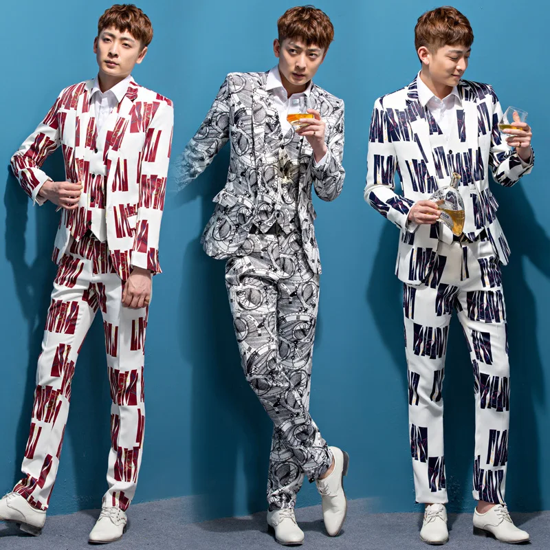 BOU The new 2017 font b men b font printed font b suit b font Design