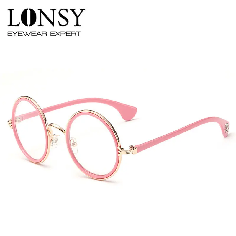 LONSY Růžové okrouhlé sluneční brýle Ženy Retro Vintage sluneční brýle pro ženy Značkový design Čiré sluneční brýle Žena Oculos Gafas De Sol