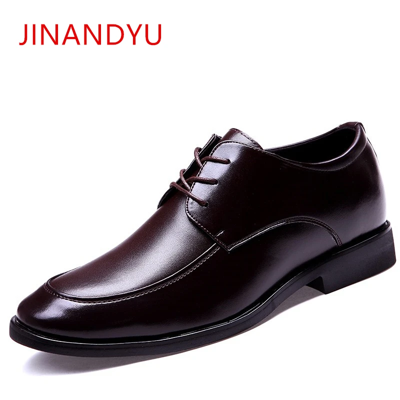 

Height Increasing Brown Men Dress Shoes Genuine Leather Mens Formal Shoes Black Italian Fashion Business Oxford Shoes Men 2018