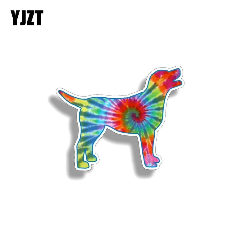 

YJZT 10CM*8CM Personal Tie Dye Labrador Dog Car Stickers Funny PVC Decal 12-0610